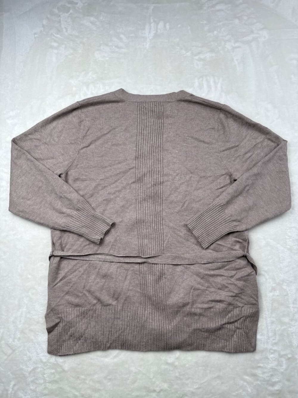 Splendid Womens Taupe Long Cardigan With Pockets & Tie Belt Size M - Picture 4 of 5
